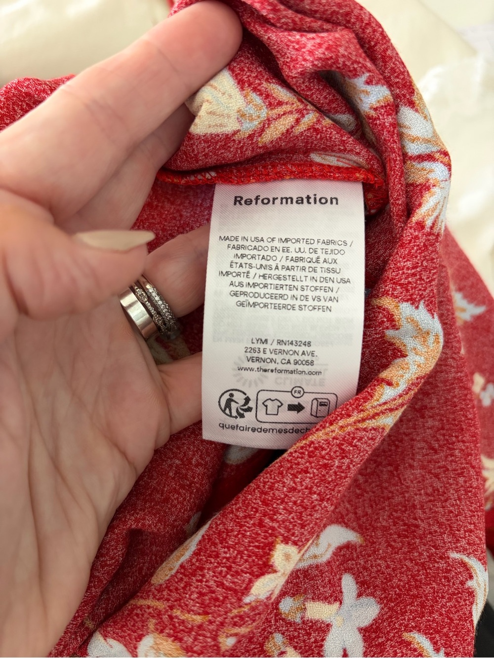 Reformation Red Floral Ruffle Wrap Top - Picture 7 of 11